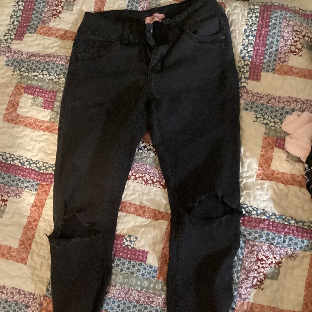 Hailey Small Y2K Emo Skinny Jeans Black Stretch Fit Low-waist Unisex